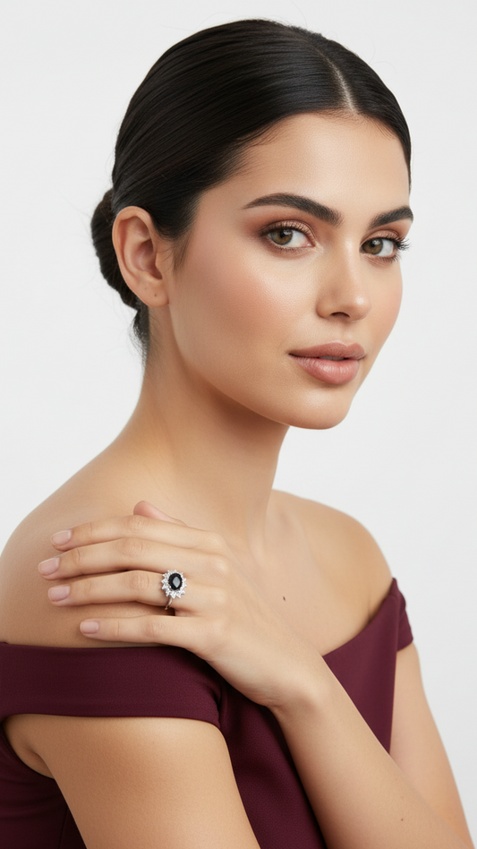 Anillo de Plata Italiana con Piedra Negra – Elegancia Intuitiva