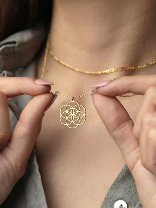Collar Sagrado: Flor de la Vida en Acero Inoxidable