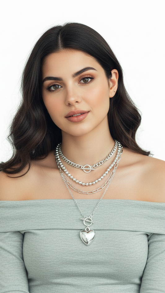 Set de Collares "Corazón de Plata"