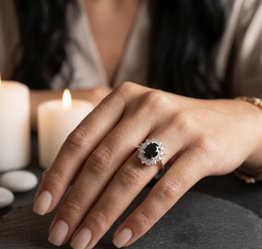 Anillo de Plata Italiana con Piedra Negra – Elegancia Intuitiva