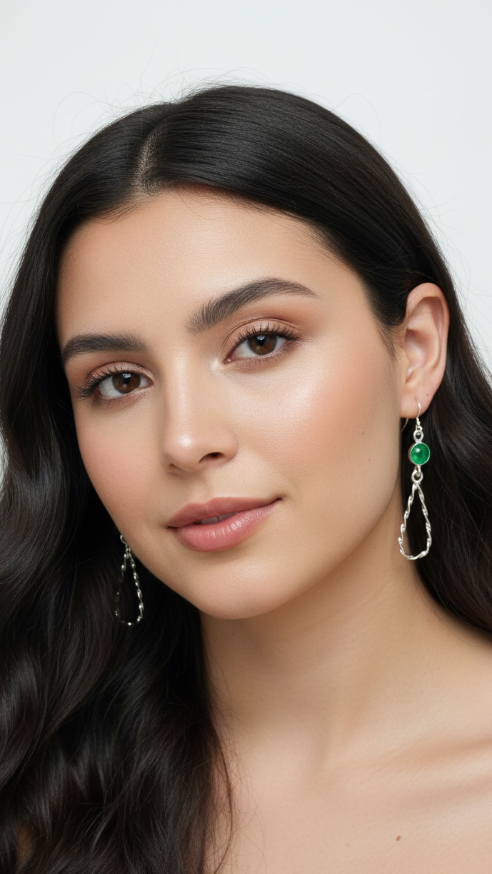 Gota de Plata con Gema Verde Esmeralda